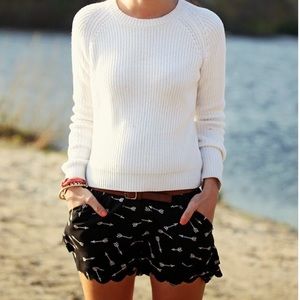 Anthropologie Eloise Black Scalloped Arrow Shorts